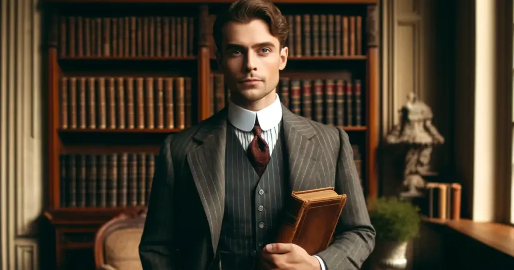 Artist rendering of Napoleon Hill in his library for the Think & Grow rich challenge